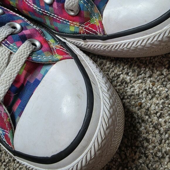 Converse All Star Low Top Pixels Sneakers Womens 8 Classic Colorful Abstract - Picture 5 of 15